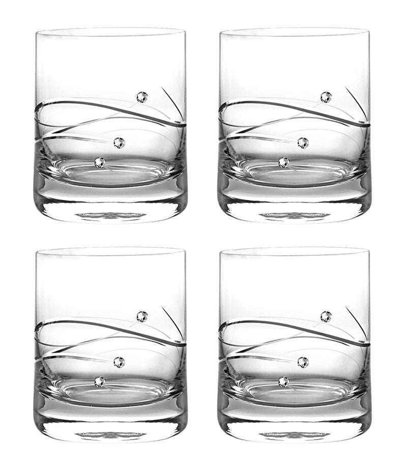 Barski - Handmade Glass - Sparkle - Tumbler Glass - Decorated with Real Crystal Diamonds - Gift Boxed - 10.5 oz. - Made in Europe - Set of 4 - Image 3